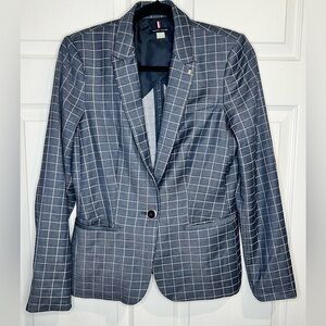 Tommy Hilfiger Women’s One Button Windowpane Pattern Blazer - Size 8